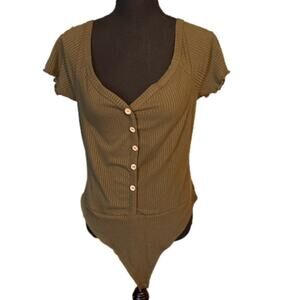 Iris Green Short Sleeve Bodysuit | Minimalist Style | Size 1X